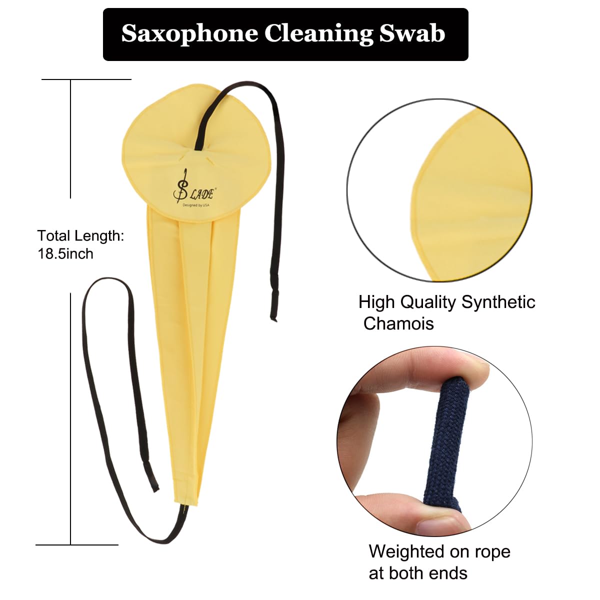 Kit de paño de limpieza para saxofón, kit de hisopo de limpieza 4 en 1, incluye hisopo de limpieza y cepillo de boquilla para saxofón soprano tenor alto y otros instrumentos de viento y viento de
