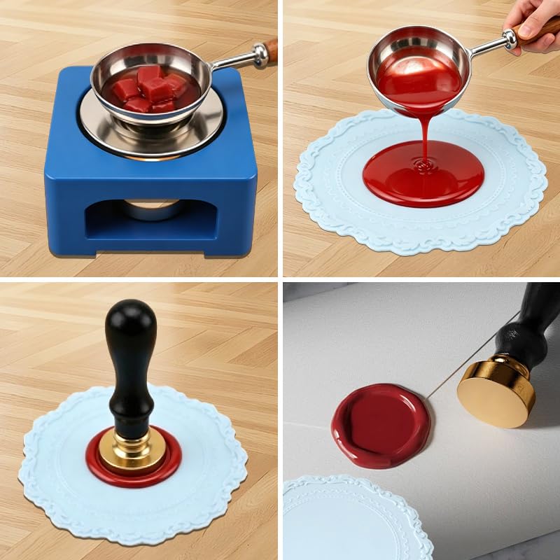 3 Colors Wax Seal Silicone Pad Set (Blue Pink Gray), Wax Stamp Mat for Card Invitation Handmade Crafts