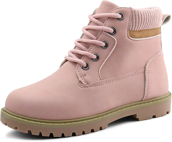 JABASIC Kids Ankle Boots Boys Girls Lace-Up Outdoor Comfort Work Boots