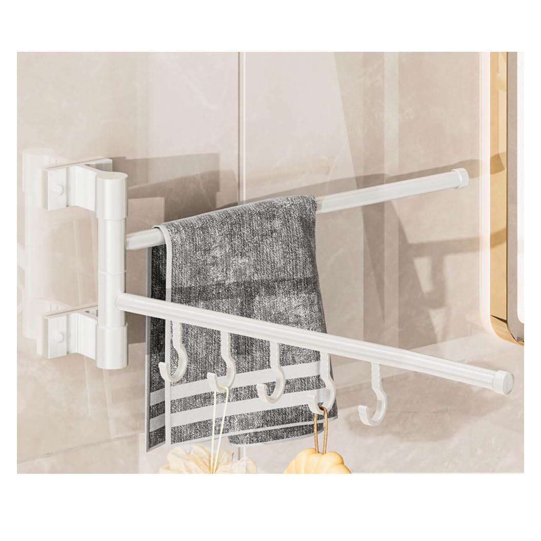 LMYSXAOZ Modern Bath Towel Holder Swing Out Bar, Bathroom Hand Rack 4-Bar Folding Arm Swivel Hanger Wall Mount,Space Saving Swinging Bar for White-2Bar