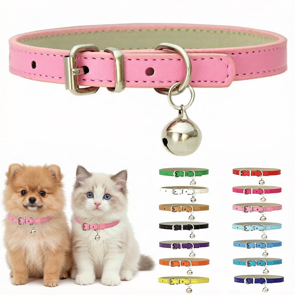 Pink S Dog Collar with Bell Puppy Collars with Bells Cat Small Dog Bell Kitten Little Girl Female Puppia Collar for XXS XSmall X-Small Extra Breed Pets