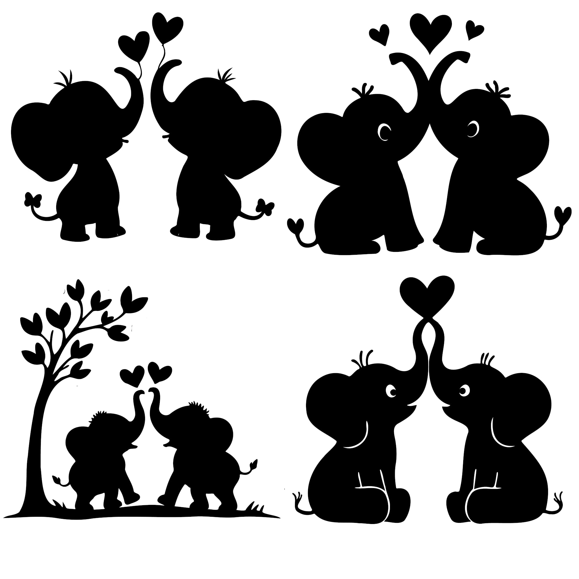 Stickers éléphant et cœur imperméables anti-bulle grand format 14 cm pour masquer les rayures