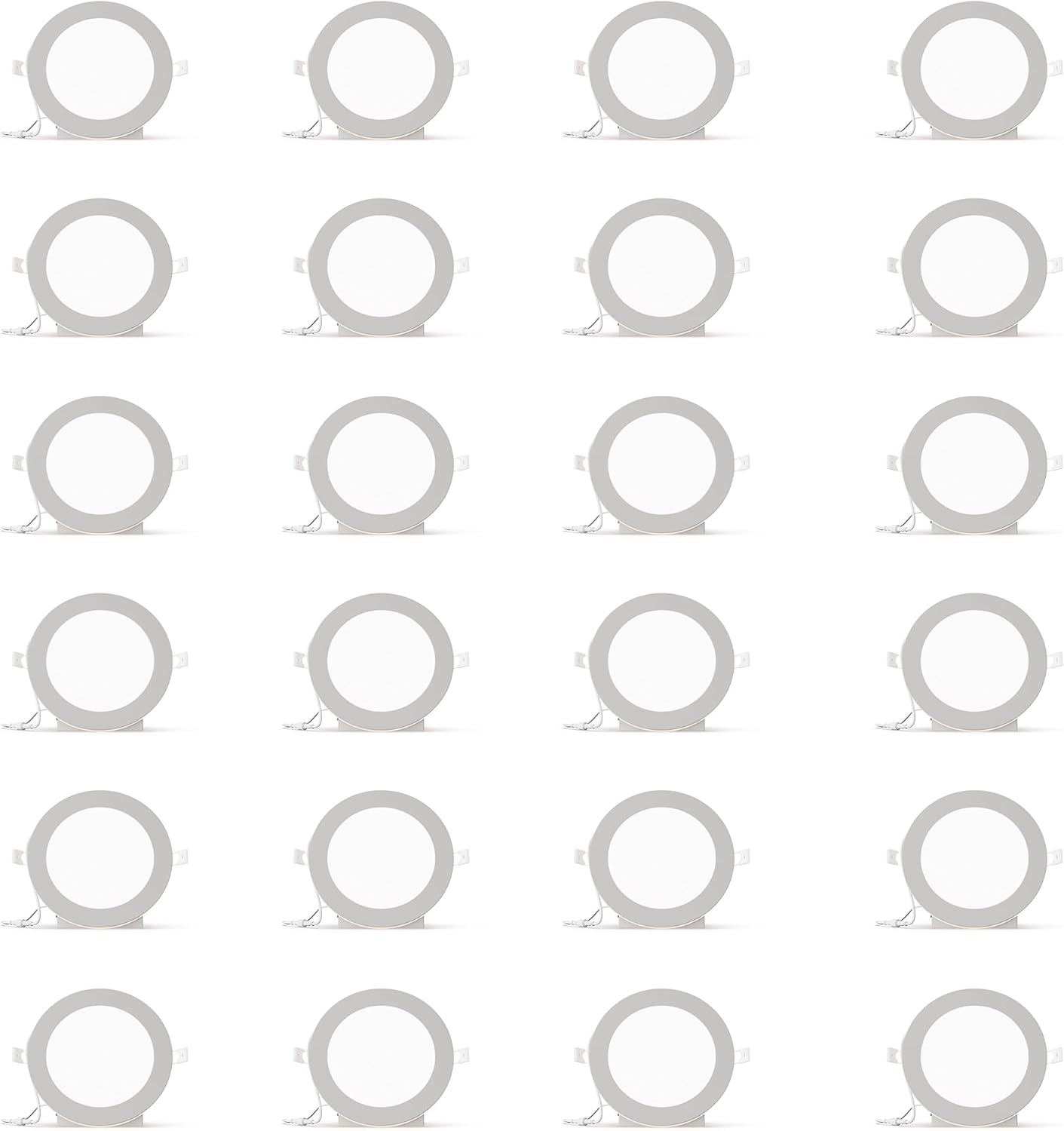 INFIBRITE 6 Inch Ultra-Thin Recessed LED Downlight, 12W 1,050LM, 5CCT Selectable, White Trim, Nightlight, Wet Rated, Triac Dimmable, ETL, FCC, Energy Star, (24 Pack)