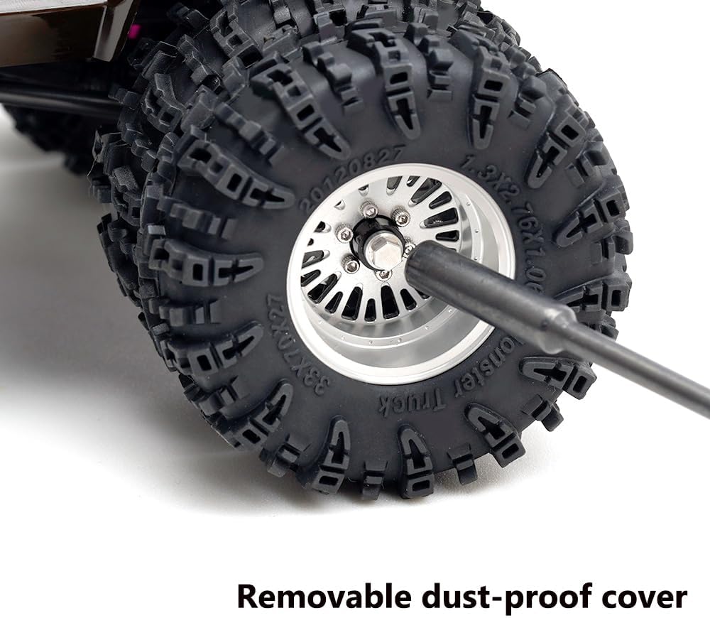 DJX CNC 1.3 inch Front Rear Dually Beadlock Wheels Rim for RC Crawler Car 1/24 Axial SCX24 F150 C10 1/18 Redcat Ascent18 Traxxas TRX4M RC Upgrades Parts(Silver)