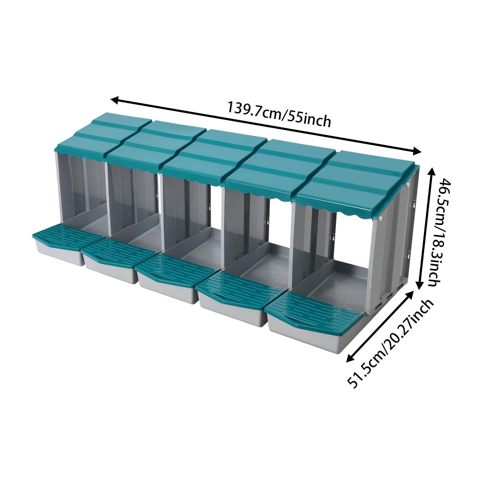Gallinero nido para gallinero, accesorios, caja con recogehuevos, de material PP, para montaje en pared o de pie en exteriores, cría de pollos (verde, 5 compartimentos)