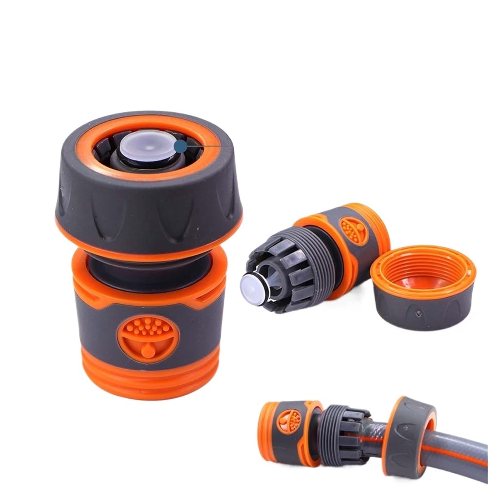 Hose Connector Hose Adapter 3PCS 1/2" 3/4" Garden 16mm Quick Connector with Stop Water Coupler Joints Irrigation Tubing Connect Repair Extender for Outdoor Taps(Red)
