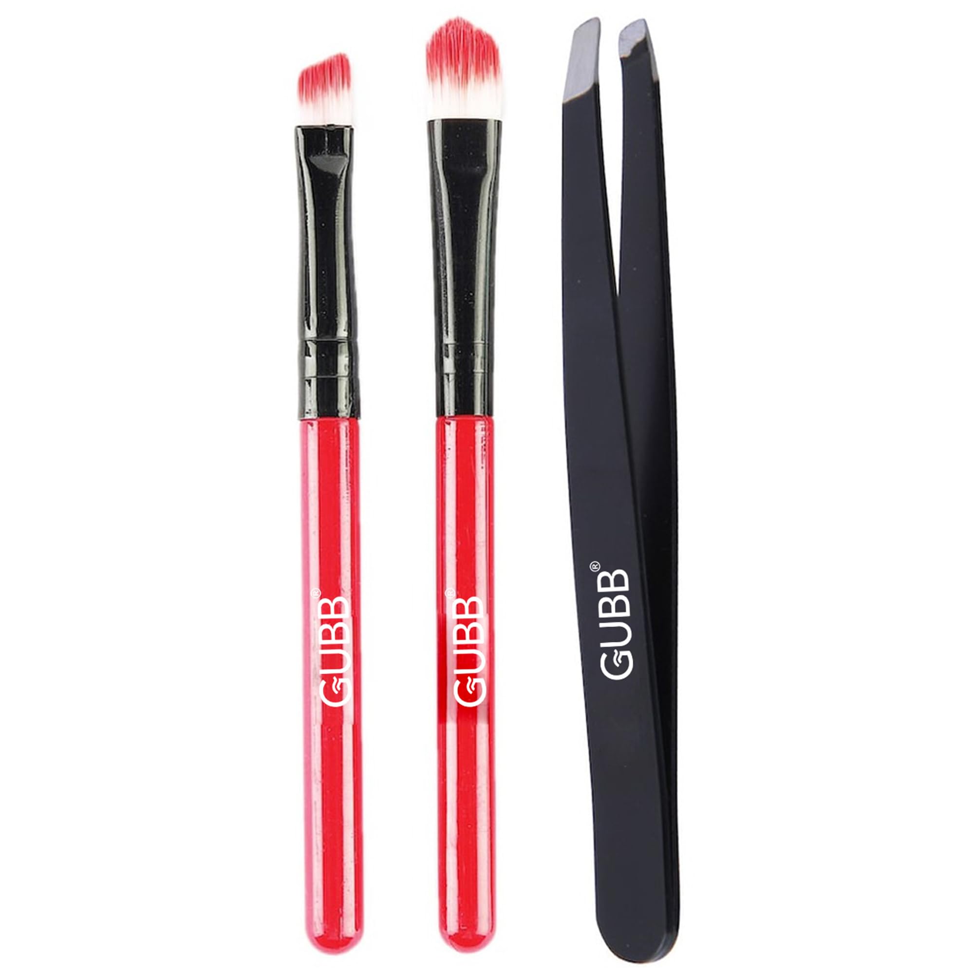 GUBB Soft Bristle Round Eye Shadow Brush and Synthetic Bristle Slant Eye Shadow Brush - Red, 2 Pieces, with Bonus Slant Tip Tweezer for Precision Makeup Application - Professional Quality Eye Makeup Brushes and Tweezer Set for Effortless Blending and Stunning Eye Looks-image-27