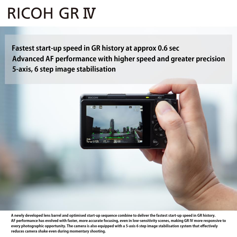 Image of Ricoh GR IV Premium Compact Digital Camera [Focal Length 28mm] [25.7MP APS-C Size CMOS Sensor ] [~ 0.6s High-Speed Startup] [Fast Autofocusing] [ISO 204800] [The Ultimate Snap Shooter]