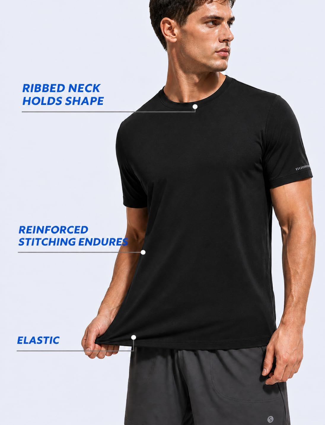 Men's Workout T-Shirt Quick Dry Moisture Wicking Athletic Gym Shirts, Breathable Short Sleeve Training Running Tops
