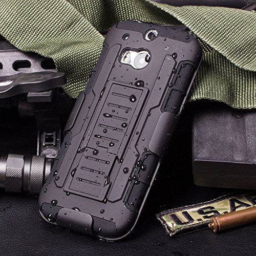 M8 Case, [Victorlan] HTC One M8 Robot Case, Future Armor Premium Belt Clip Holster Kickstand Rugged Hybrid Protective Cover Case For HTC One M8 Black Color