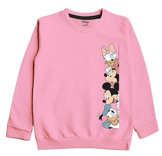Disney Mickey Mouse and Friends Regular Fit Character Printed Full Sleeve Sweatshirt for Boys and Girls(Red a40)(Pack of 1)