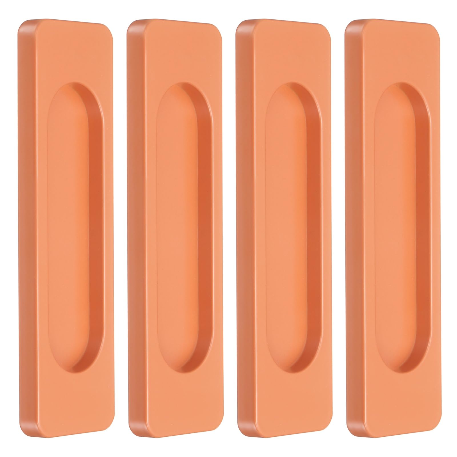 sourcing map 4Pcs Self-Stick Rectangular Sliding Door Pulls, 3.9" Aluminum Alloy Sliding Cupboard Door Handle Finger Push Pulls for Sliding Barn Door Windows Cabinets, Orange