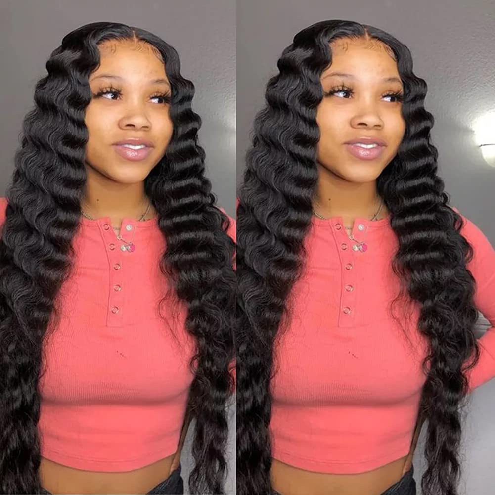 T Part Lace Front Human Hair Wigs Ayisha Hair 13X4X1 Deep Wave Human Hair Lace Front Wigs with Baby Hair Brazilian Virgin T Part Lace Wigs Human Hair 150% Density Natural Color Wigs for Black Women