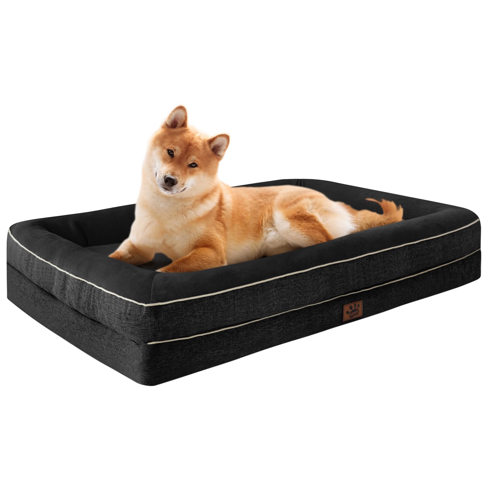 Cuccia per cani in memory foam, impermeabile, per cani di taglia grande, antiscivolo, ortopedico, lavabile, con rivestimento rimovibile (nero, 91 x 68 x 16 cm)