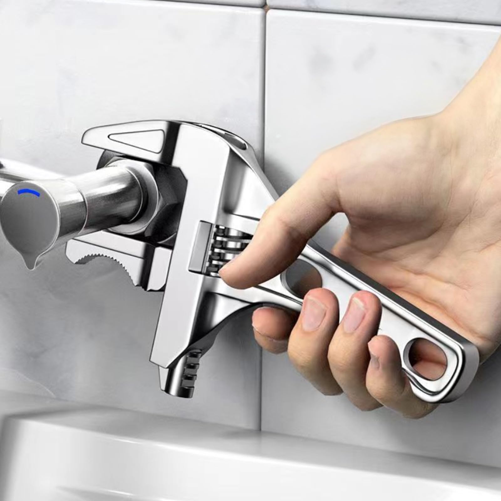 Llave de baño ajustable de mango corto de apertura amplia para fontanería, instalación de tuberías de agua, reparación de grifos y espacios reducidos