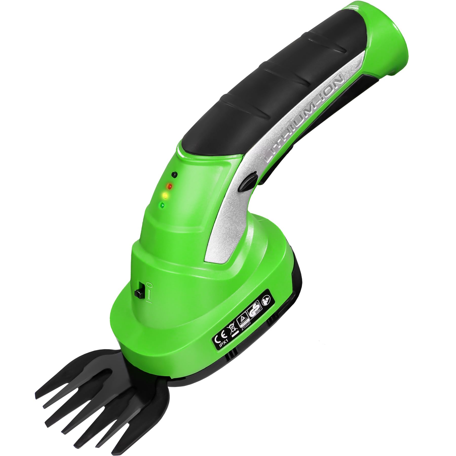 TecTake® Cortacesped Electrico 2 en 1, Cuchilla para Setos y Arbustos, 7,2V, Incluye 2 Cuchillas, Desbrozadora Electrica, Mango Telescópico con Ruedas, Cortasetos Electrico, Indicador de Carga - Verde