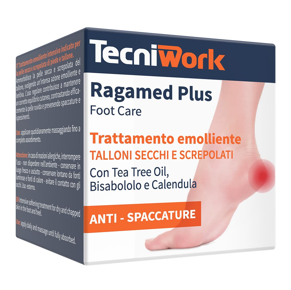 Ragamed Plus Crema Talloni Secchi e Screpolati 75 ml – Trattamento Emolliente Intensivo con Tea Tree Oil, Camomilla e Calendula – Dermatologicamente Testata