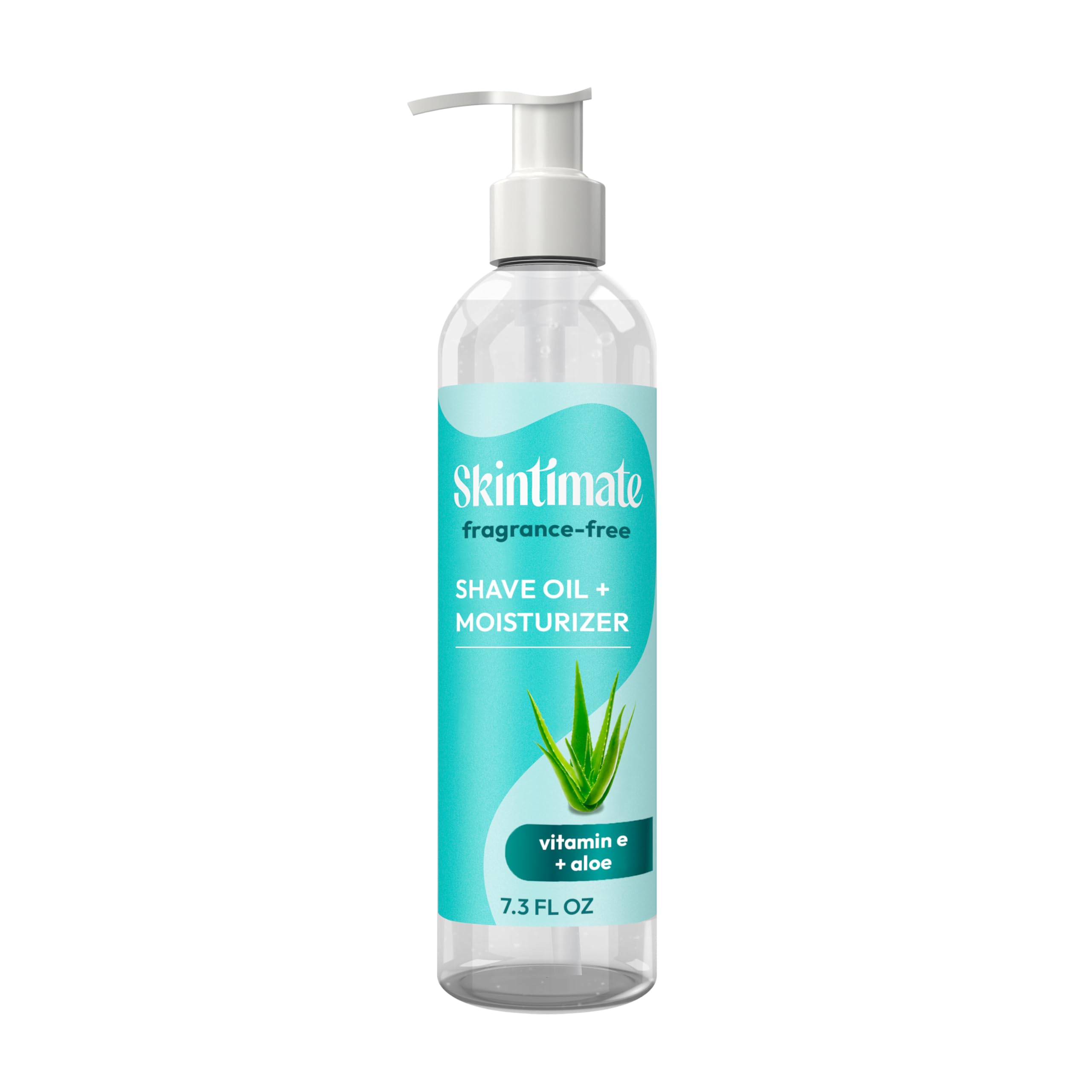 Skintimate 2-in-1 Shave Oil & Moisturizer, Fragrance Free, 7.3oz | Shaving Oil, After Shave for Women Bikini Area Moisturizer with Vitamin E and Aloe,
