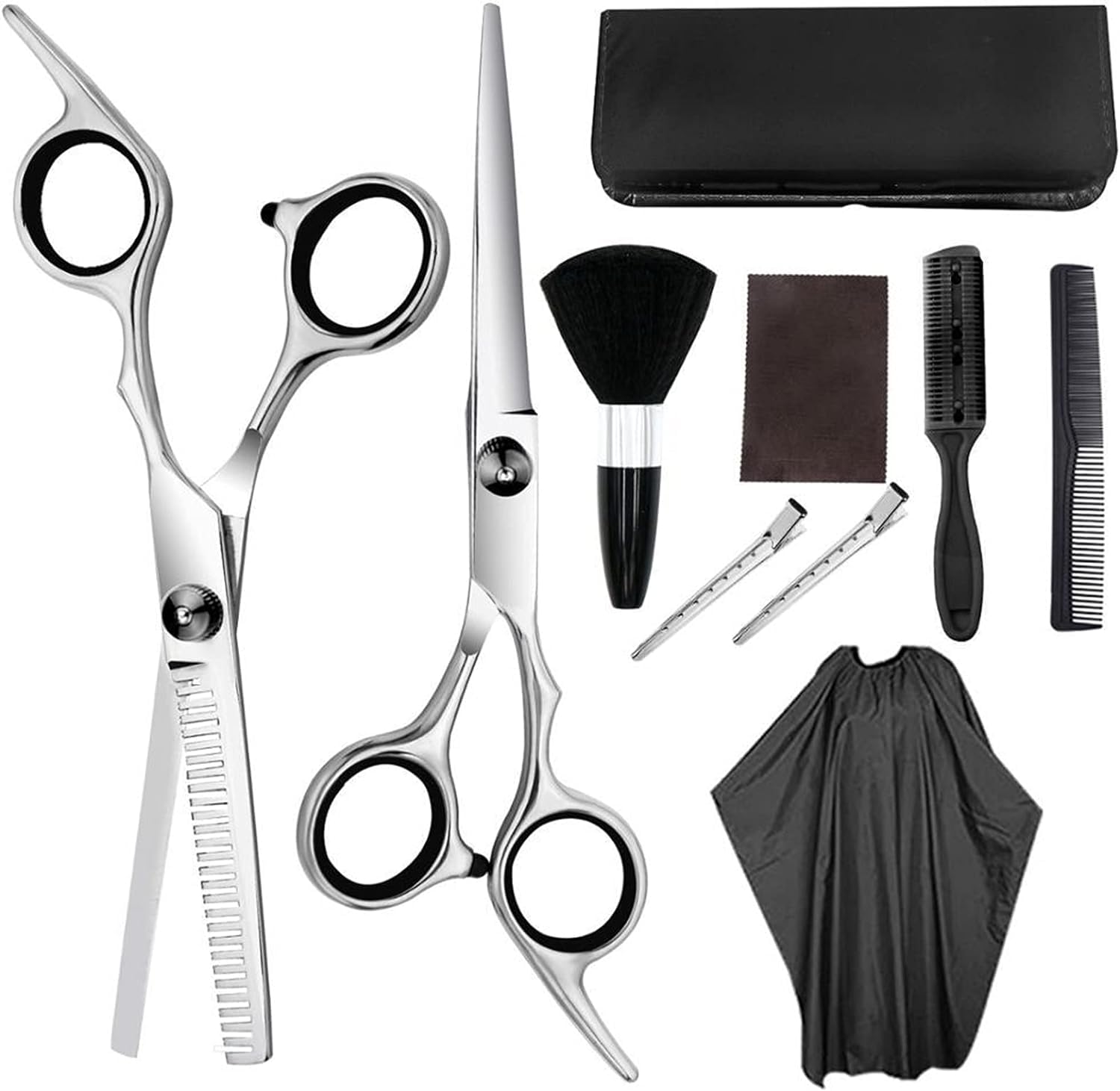 Kit de ciseaux de coiffure professionnels avec ciseaux à cheveux et cape