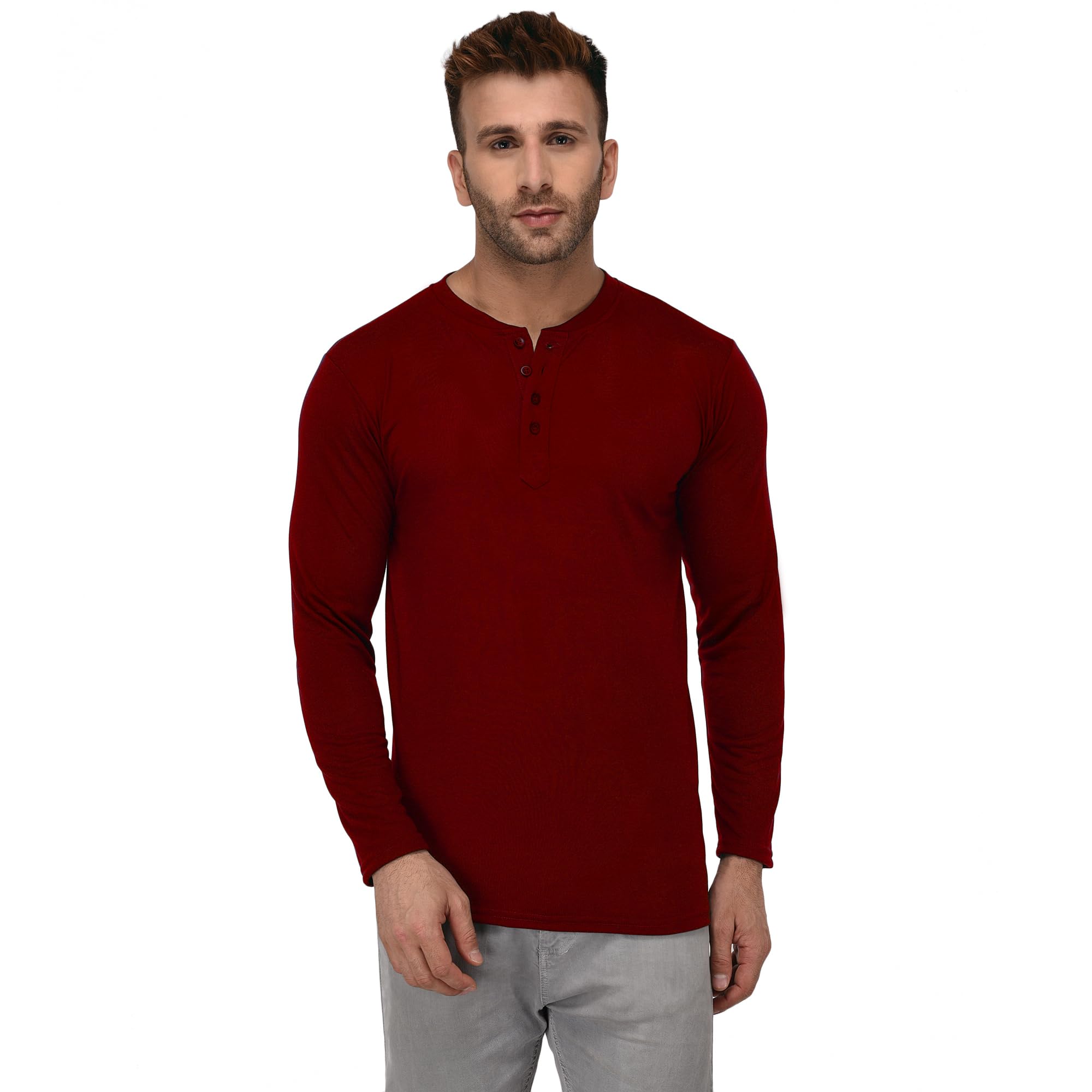 MOORDALEMen's Cotton Blend Full Sleeve Henley Neck T-Shirt (Pack of 1)