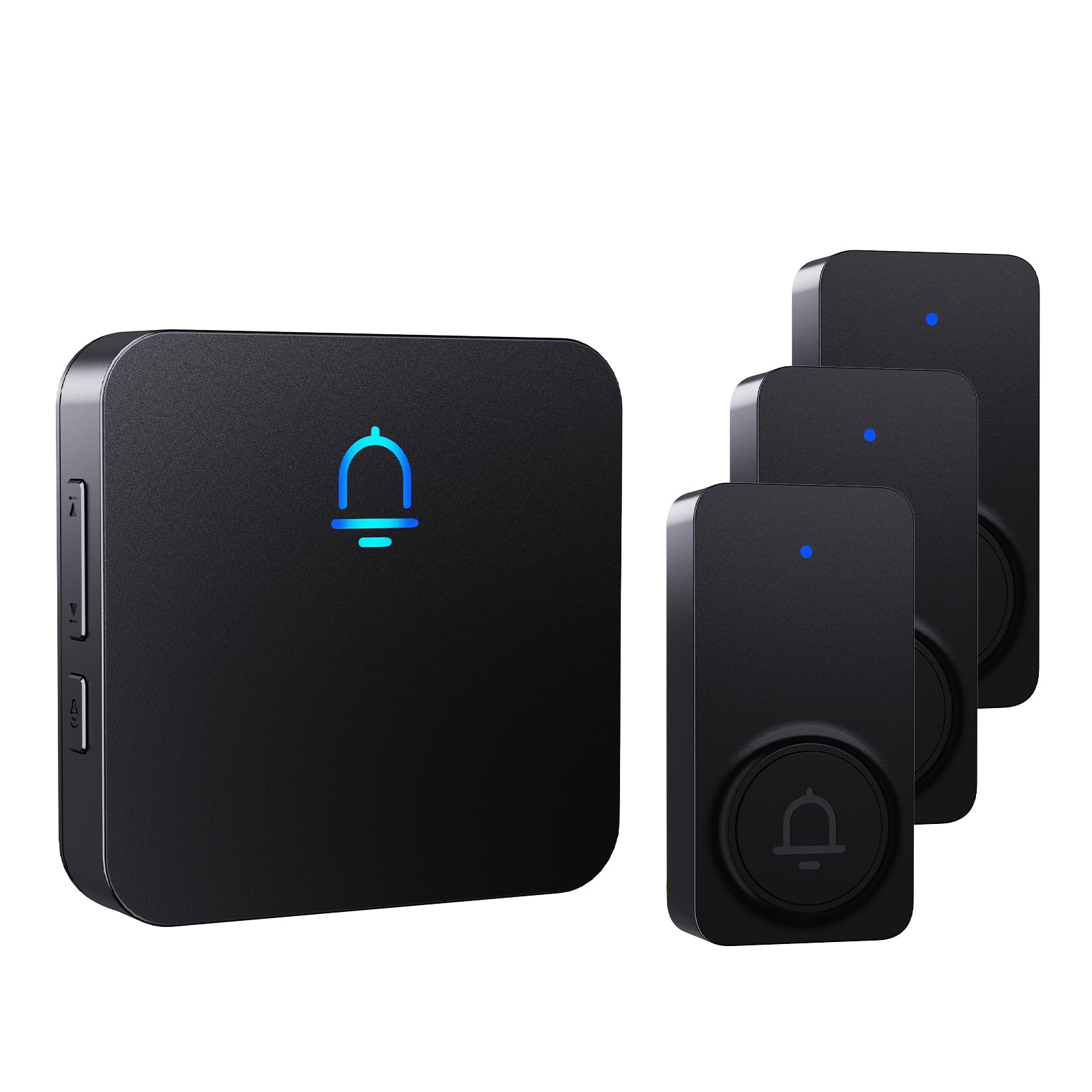 SECRUI Wireless Doorbell, Door Bells with Plug-in Cordless Receivers, 3 IP55 Waterproof Door Push Button with 1000 ft Range, 32 Chimes & 5 Level Volume Easy Install for Home, Black