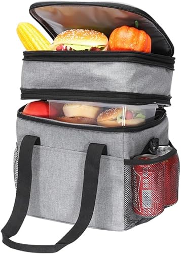 Bolsa de almuerzo expandible de doble capa para hombres y mujeres, correa aislante grande y duradera a prueba de fugas para el trabajo, pesca,