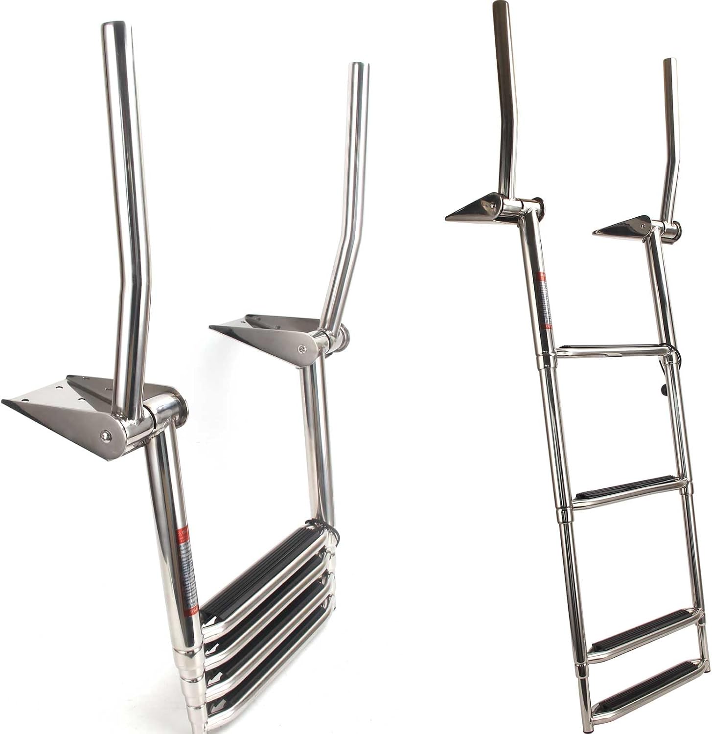4-Step Telescoping Boat Ladder - Foldable 316 Stainless Steel with Handrail, 900lbs Capacity for Marine, Yacht & Pool Use