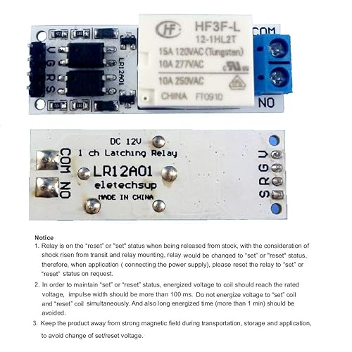 Miniatura 6 de Módulo de relé de bloqueo magnético DC 12V 10A Interruptor de retención de energía cero Placa biestable de autobloqueo para motor LED CCTV PTZ (1)