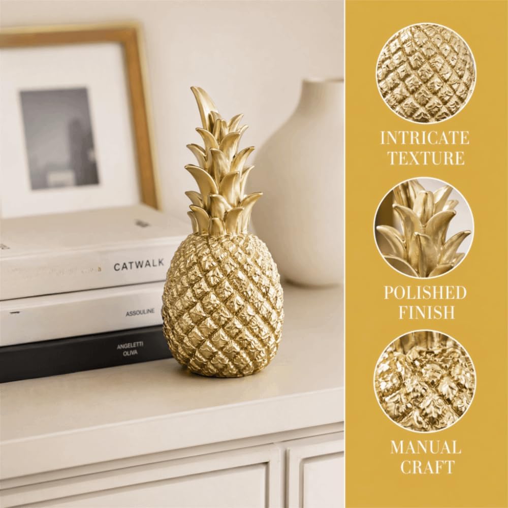 Gold Resin Pineapple Ornament, Artificial Fruit Decor(M)