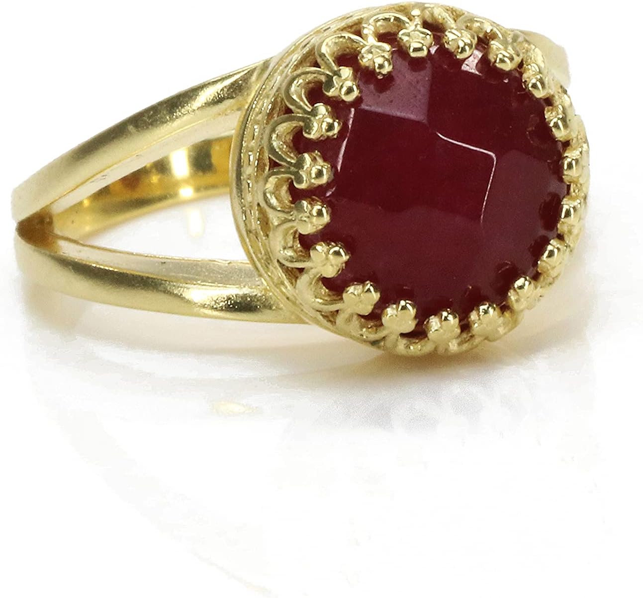 Jade Ring - Intricate Custom Red Stone Ring - Artisan Rose Gold Rings for Women - Unique Fashion, Engagement, Wedding, Statement, Promise Ring for Her