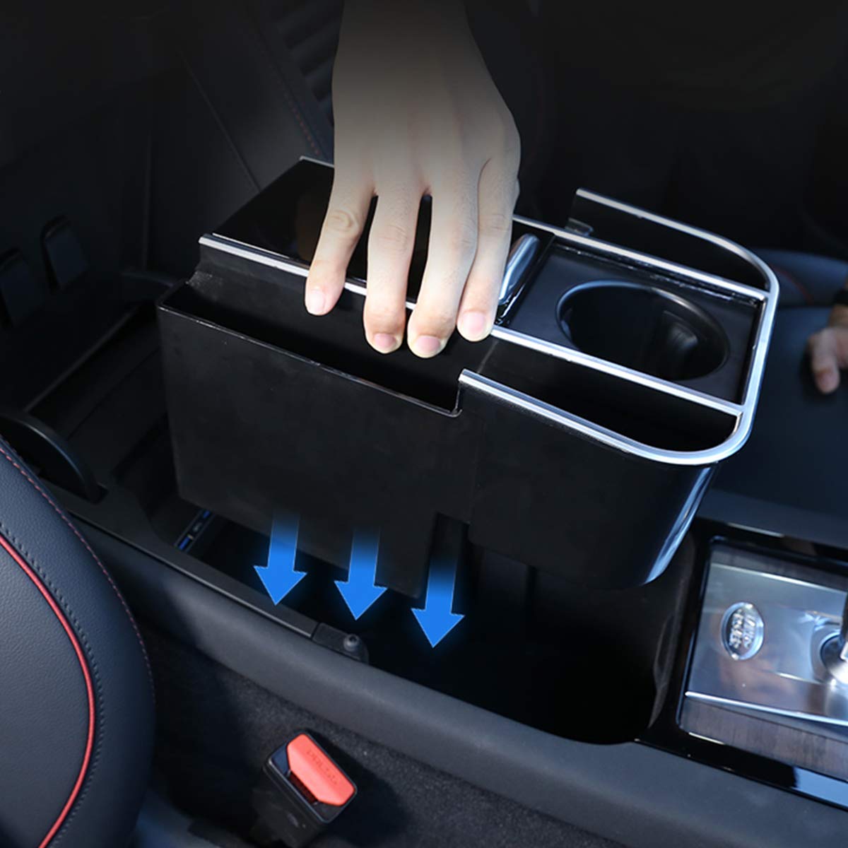 For LR Discovery Sport 2020 ABS Center umowy podłokietnik pudełko wielofunkcyjne pudełko do przechowywania push-pull ukryte pudełko do przechowywania tacka akcesoria do wnętrza samochodu (włókno węglowe)