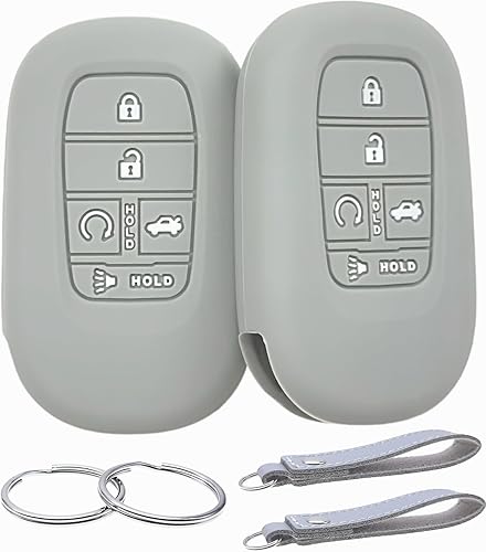 Funda de goma de silicona para llavero compatible con Honda Accord Civic HR-V CR-V Pilot Sport SI EX EX-L Touring 2022-2026 (grisgris)