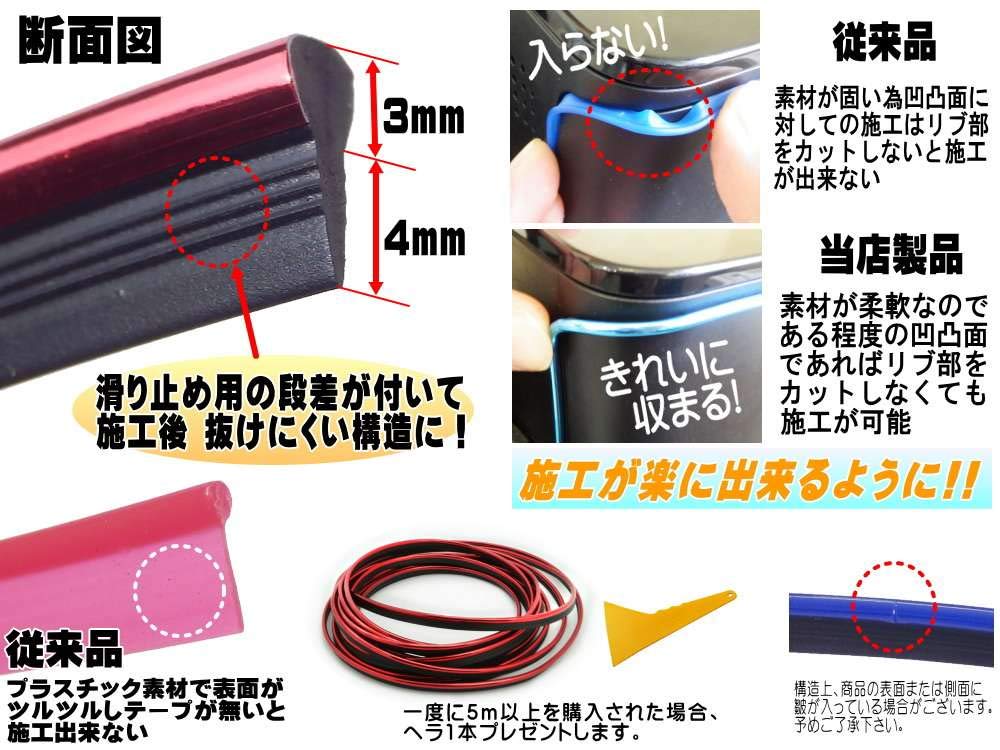Amazon | AUTOMAX izumi スリムモール(ピンク) 5m 500cm リブ付