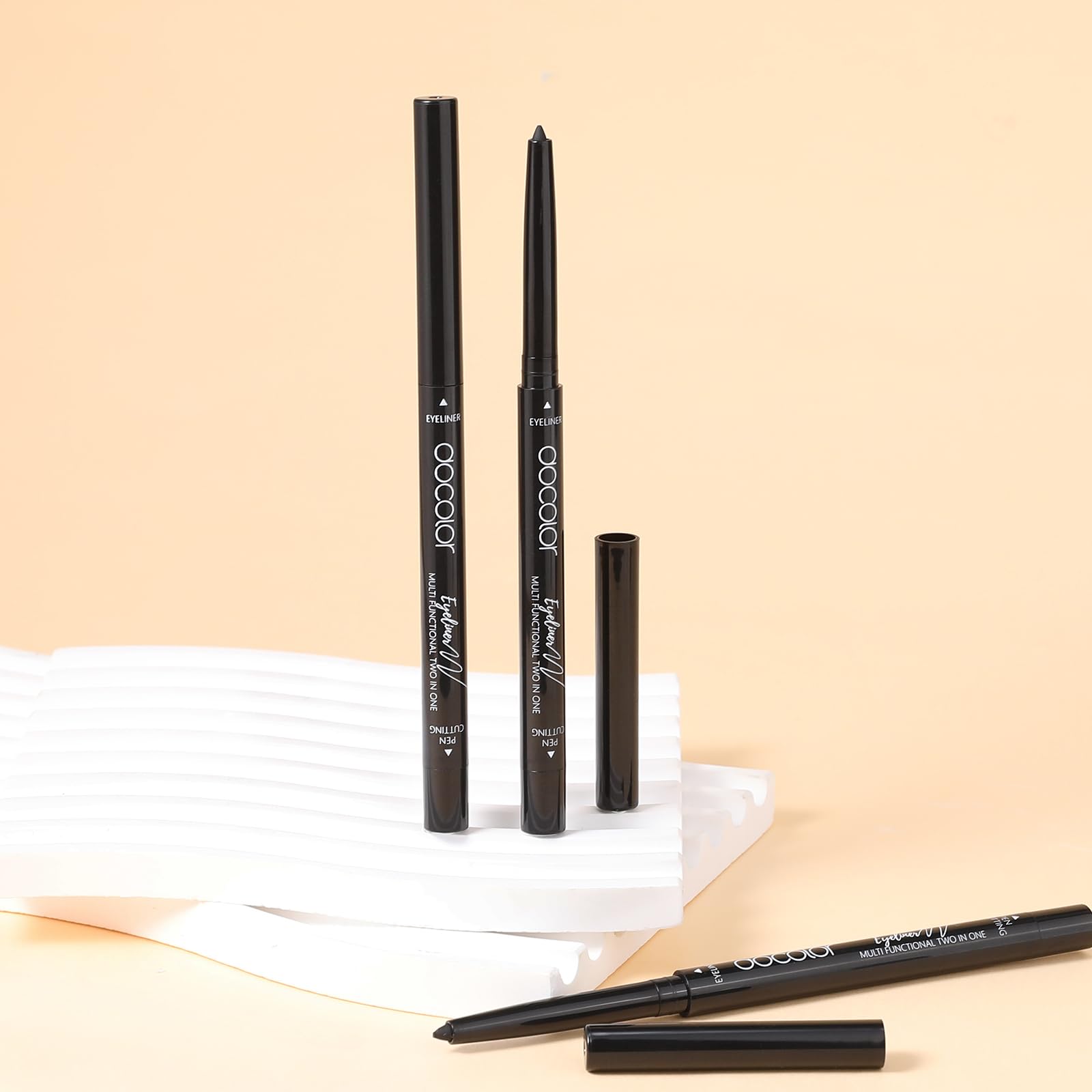 Docolor Black Eyeliner Pencil - Waterproof, Longwear, Smudge Proof - Pitch Black - 1 Count