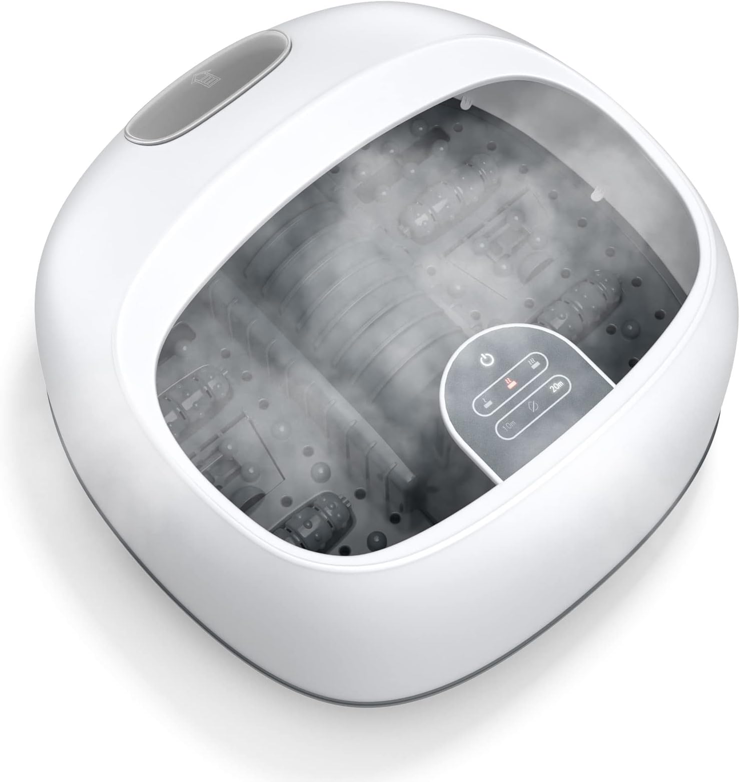 Giantex Heated Foot Massager with Steam - Fast Heating Foot Sauna, Steam Bath with 3 Heating Levels, 2 Timers, Safe, One Touch Operation, White