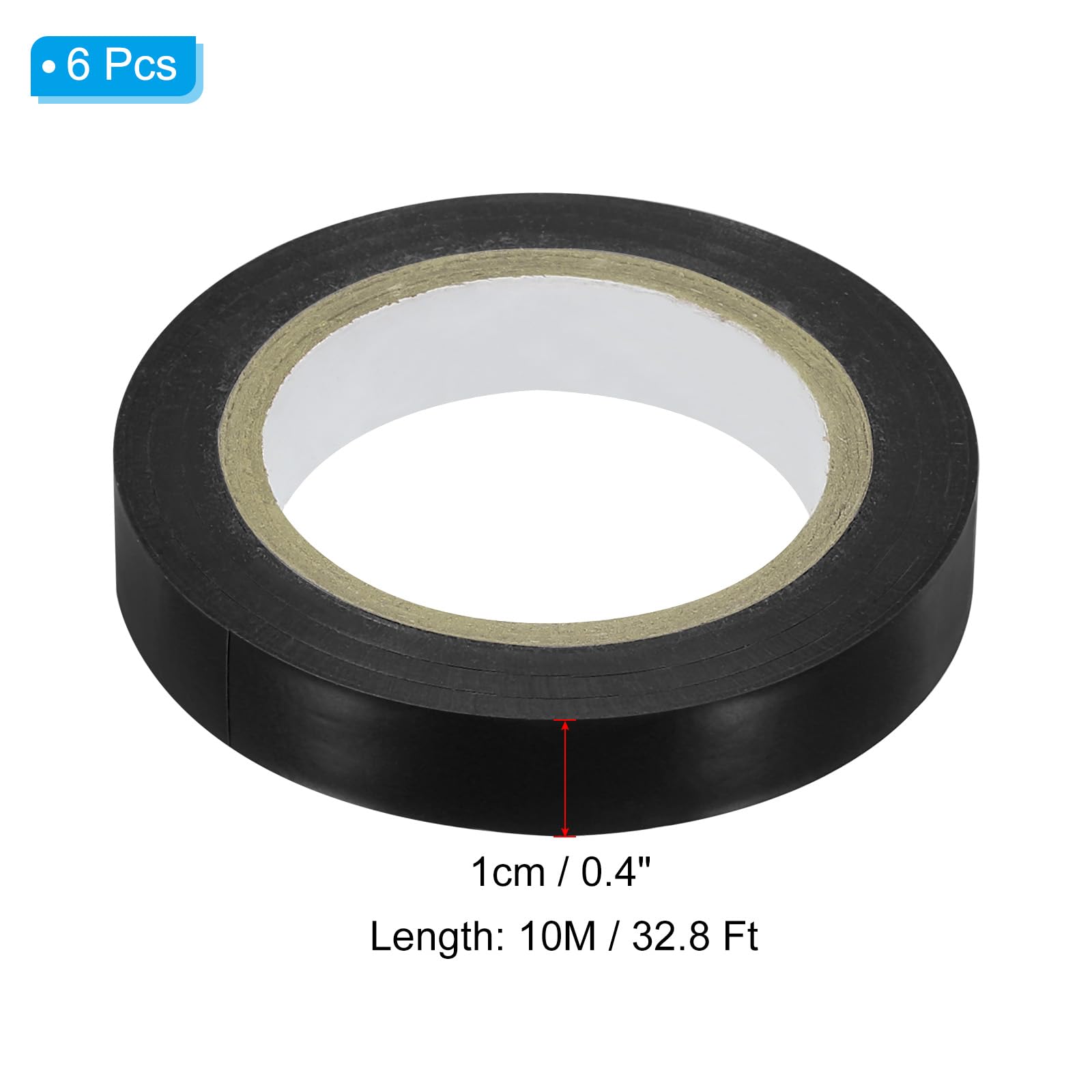 PATIKIL 32.8Ft Grip Finishing Tape, 6 Pack PVC Racquet Finishing Tapes Racket Accessories Sticky Seal for Tennis Badminton, Black