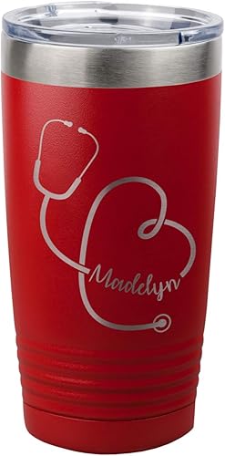 Miniatura 9 de Vaso personalizado para enfermera, médico, veterinario o médico profesional  Agrega un nombre dentro del estetoscopio para hacerlo especial al