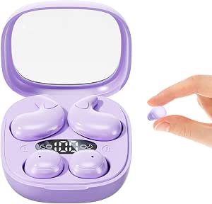 Mini Invisible Earbuds, Wireless Sleep Earbuds for Sleeping, Small Flat Hidden Earbuds for Side Sleepers, Discreet in-Ear Headphones for Small Ear Canals, Women & Work (Purple)