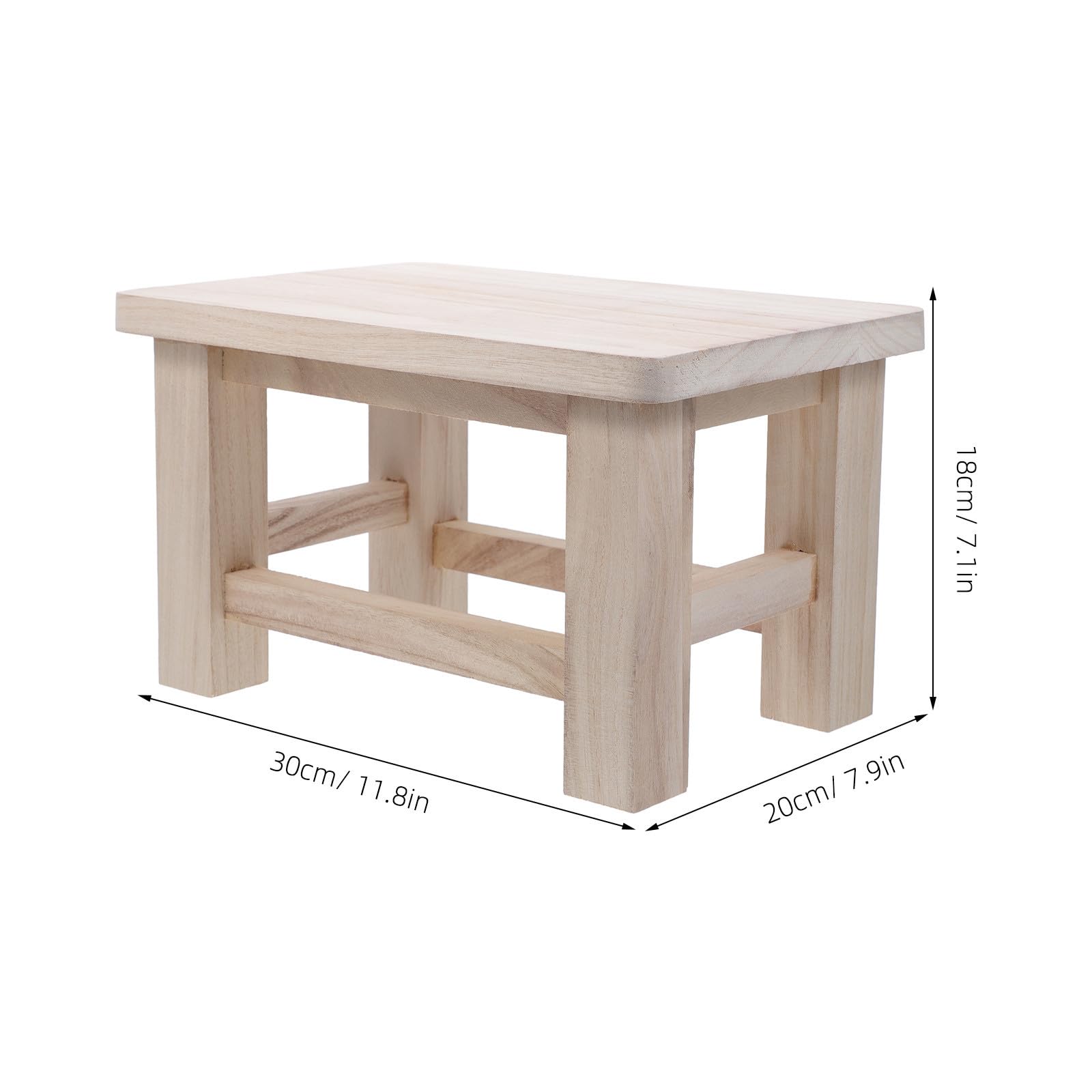Kleiner Holzhocker mit Abgerundeten Kanten und Glatter Oberfläche Rustikaler Tritthocker für Zuhause als Schuhwechselhocker und Fußbank