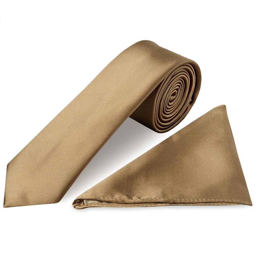 TIES R US Iced Coffee Satin Boys Tie and Handkerchief Set