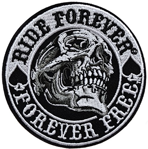 ecusson route 66 biker motard moto tete de mort thermocollant ride forever free 9cm patche badge