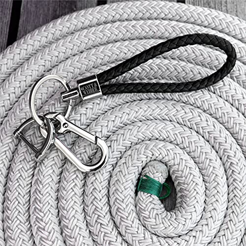 Scott & Webber® - Schlüsselanhänger aus geflochtenem Leder mit Edelstahl Schlüsselring, Karabiner und Schraubverschluss ideal für Autoschlüssel - für Männer und Frauen
