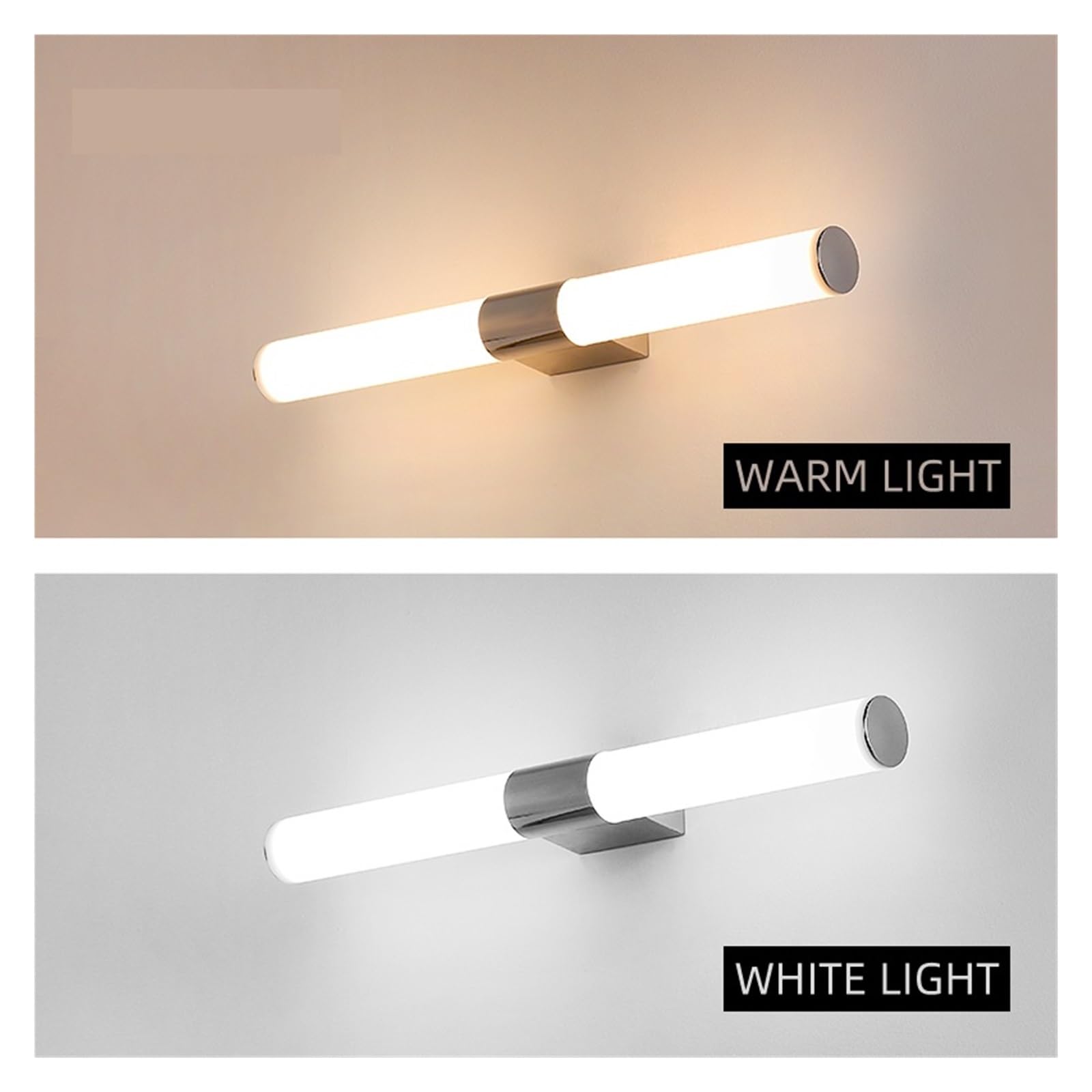 Apliques Para Cuadros Lámpara de pared Led Interior moderna, iluminación de baño, lámpara de pared montada en la pared, lámpara de pared nórdica de acero inoxidable(Warm,430mm)