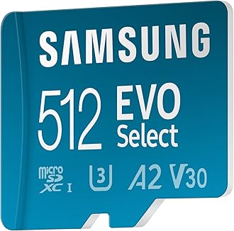 SAMSUNG EVO Select Micro SD-Memory-Card + Adapter, 512GB microSDXC 130MB/s Full HD & 4K UHD, UHS-I, U3, A2, V30, Expanded Storage for Android Smartphones, Tablets, Nintendo-Switch (MB-ME512KA/AM)