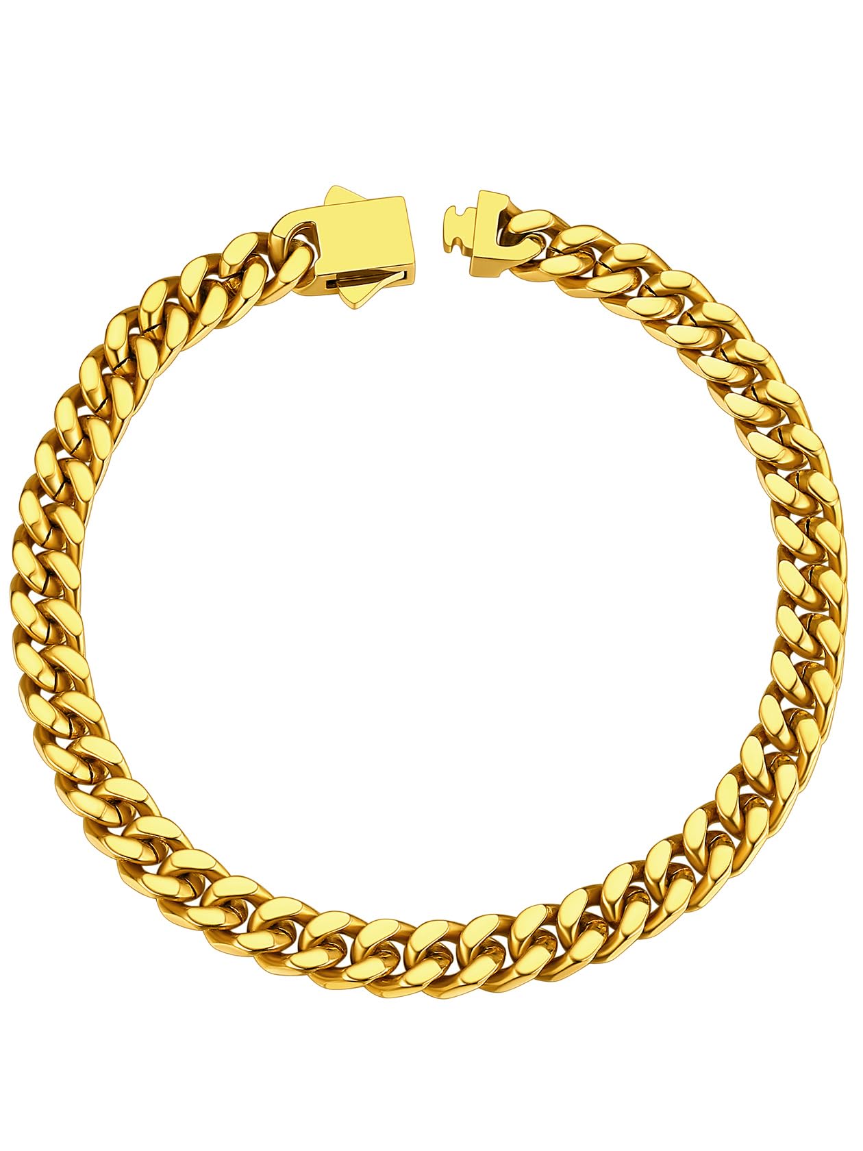 ChainsHouse Pulsera de Cadena Barbada Cierre de Seguridad Oculto, Esclava 5/7/9/12 mm Ancho 19/21/23 cm Largo Acero Inoxidable Recycled Claim Standard 100