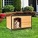Tangkula Wooden Dog House, Outdoor Weather Resistant Pet Log Cabin, Pet Shelter Pet House with Hinged Roof, Open Entrance & Removable Floor (Medium)