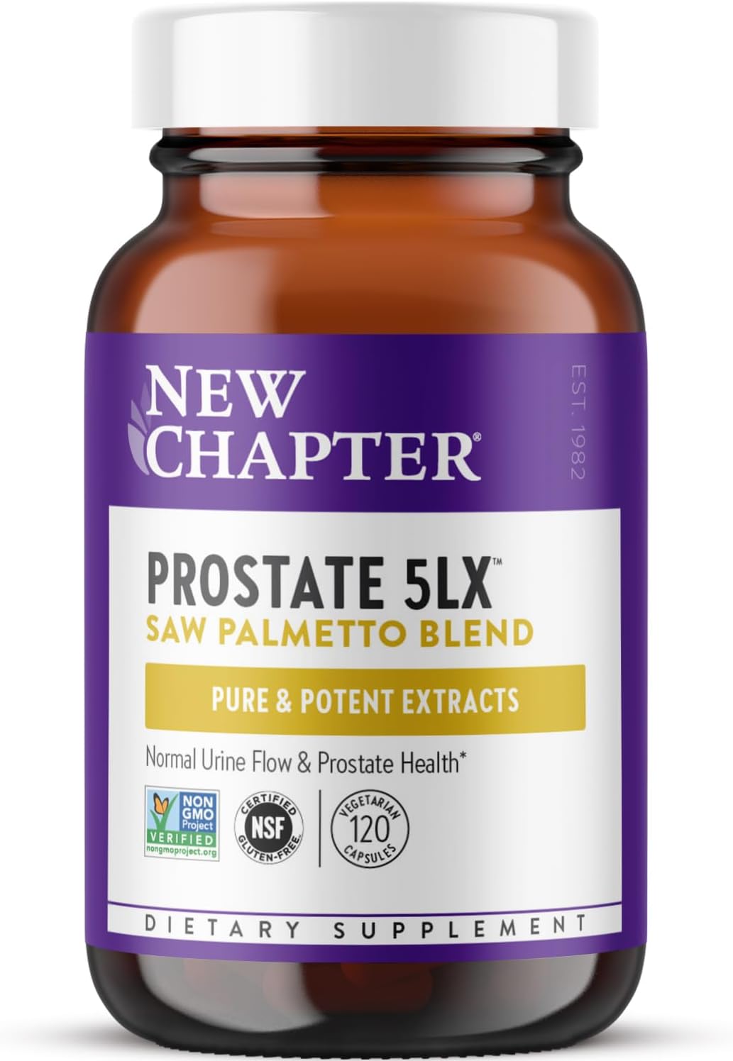 Prostate Supplement - Prostate 5LX™ with Clinical Strength Saw Palmetto + Fermented Selenium for Men’s Wellness - 120 ct Vegetarian Capsule
