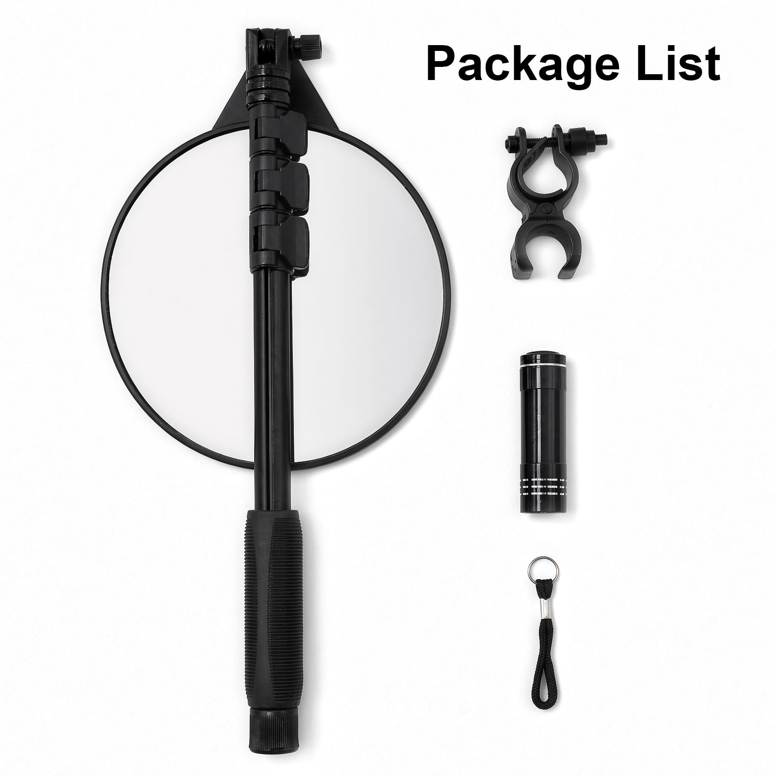 Home Care Wholesale Specchietto di ispezione telescopico per Veicoli con Manico Regolabile | Specchio di sicurezza, con luce LED, lunghezza di regolazione 40-120 cm