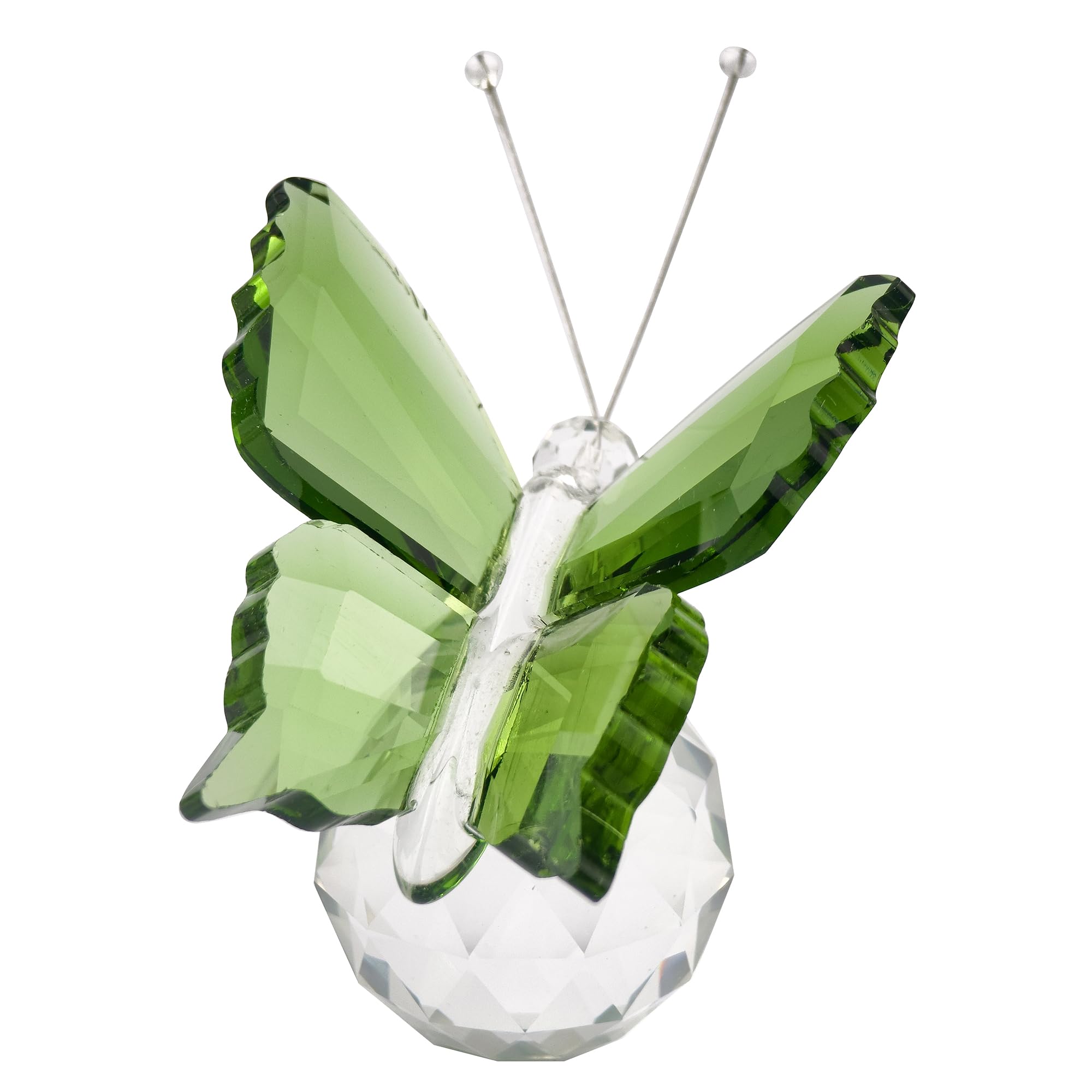 Tingmeibestly Green Crystal Flying Butterfly With Ball Base Figurine Art Glass Collection Ornament Statue (Green)