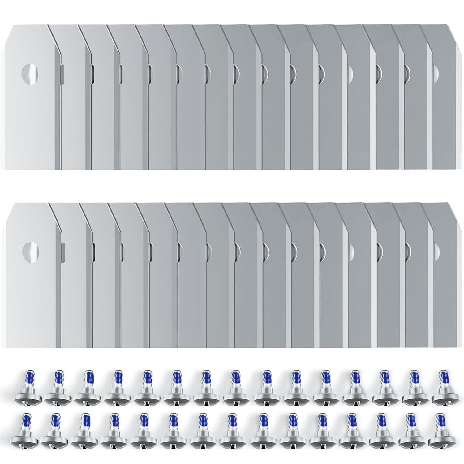 Set di 30 lame di ricambio, compatibili con Navimow I105e e Navimow I108e,include 30 viti con puntini,Lame di ricambio in acciaio inossidabile, accessorio per robot rasaerba(argento)